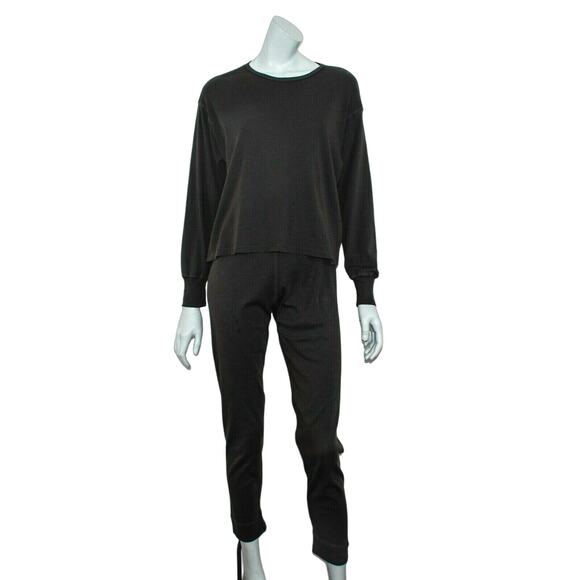 Raquel Allegra Long Sleeve Crew Sweatshirt char Black Size 1 - Picture 5 of 10